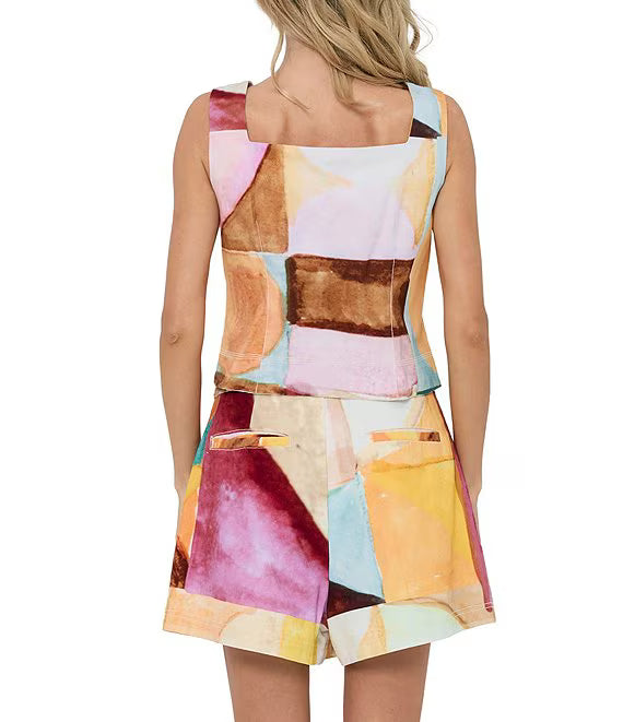 Printed Scallop Front Top