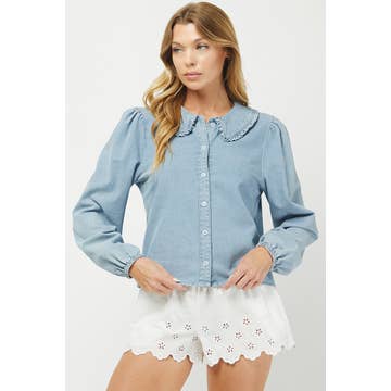 Ruffled Collar Button Down