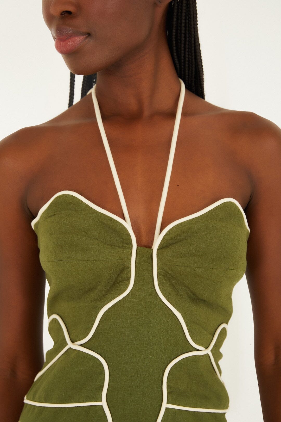 Wavy Trim Halter Mini Dress