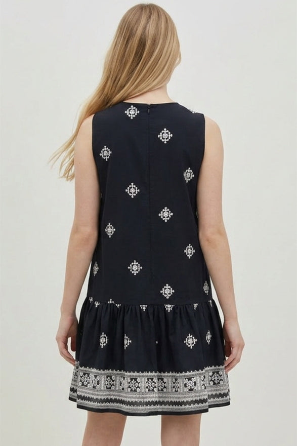 Geometric Embroidery Mini Dress