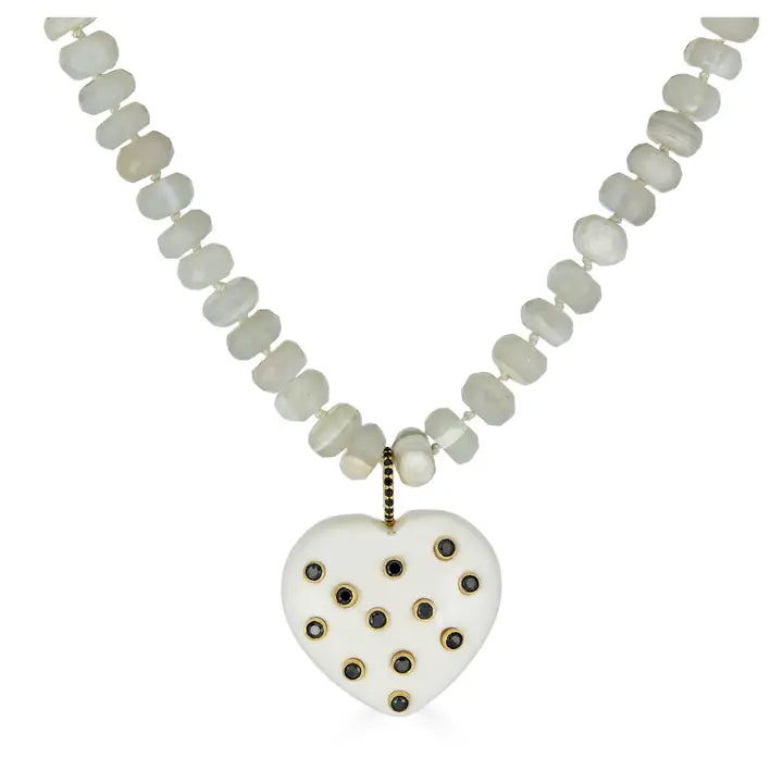 White Agate Heart Pendant Necklace