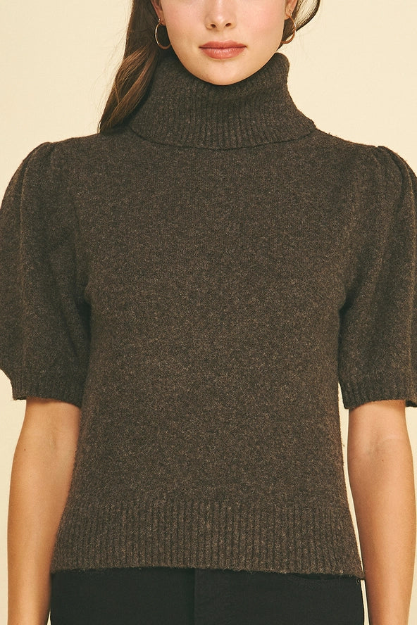 Turtle Neck Puff Sleeve Sweater