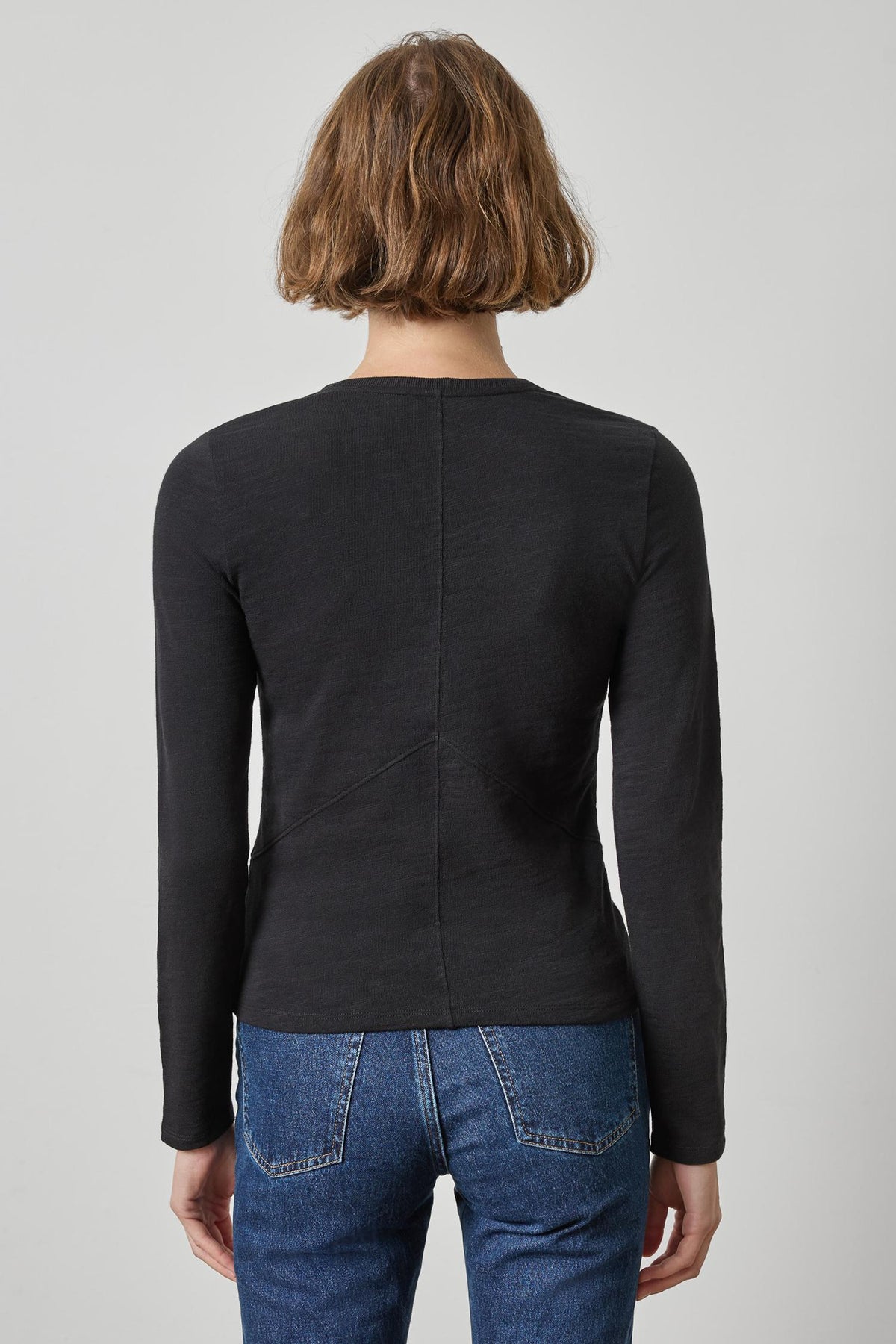 Vintage Long Sleeve Seamed V-Neck