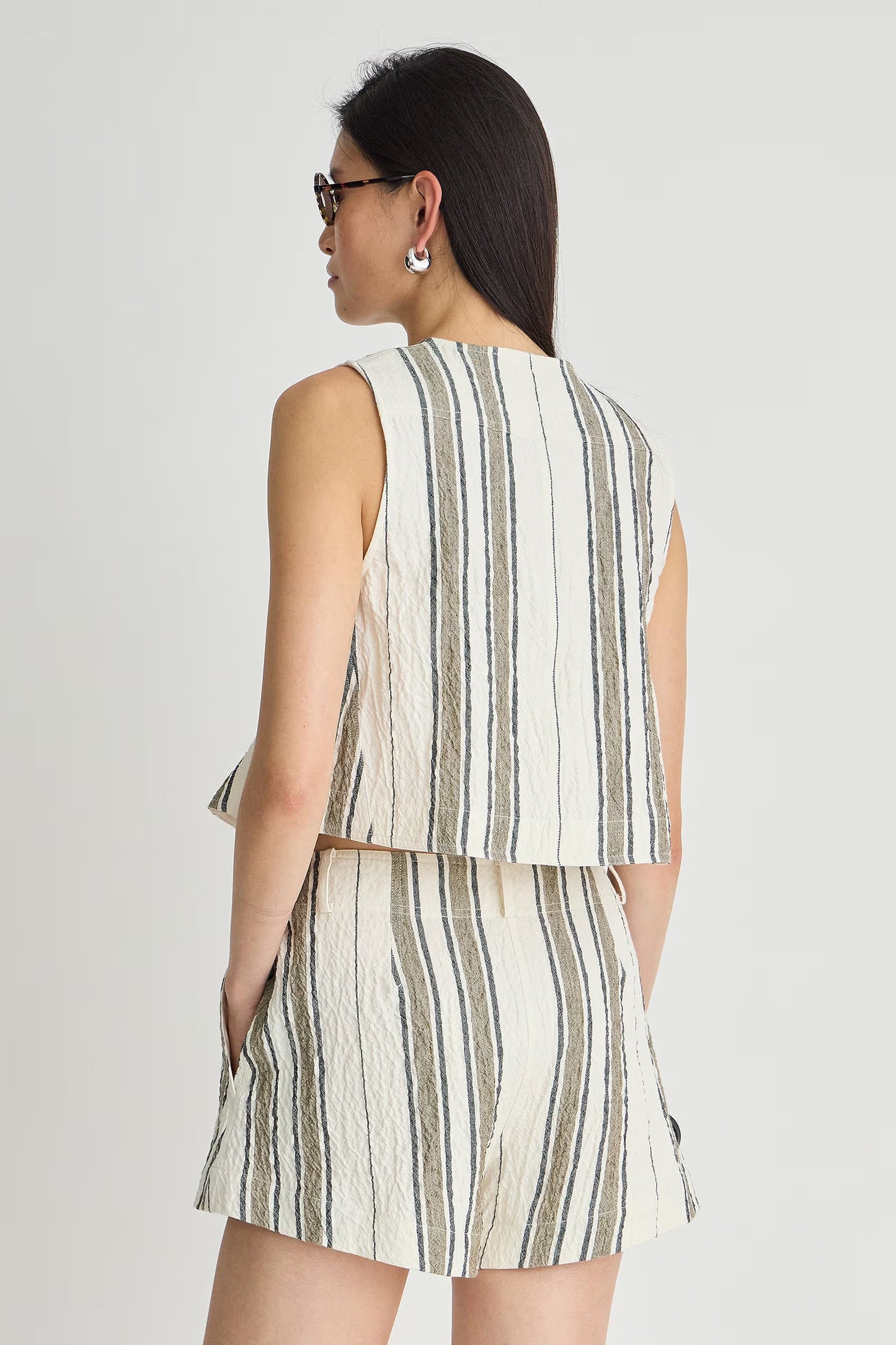 Stripe Godet Tank
