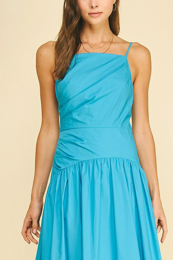 Square Neck A-Line Midi Dress