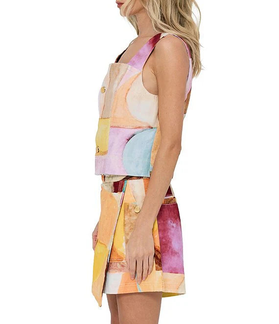 Printed Scallop Front Top