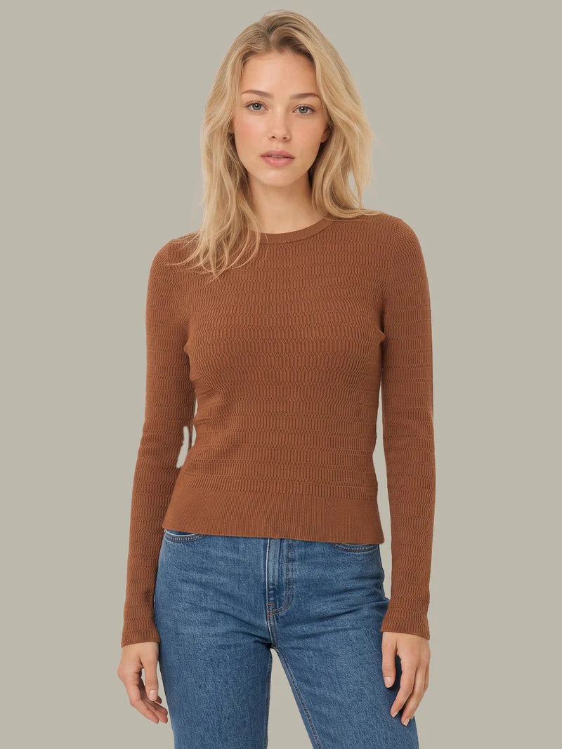 Leni Novelty Rib LS Crewneck
