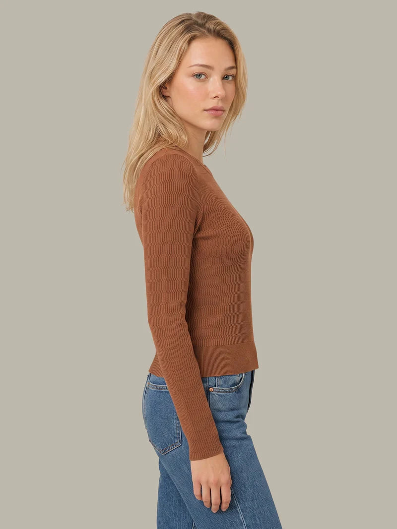 Leni Novelty Rib LS Crewneck