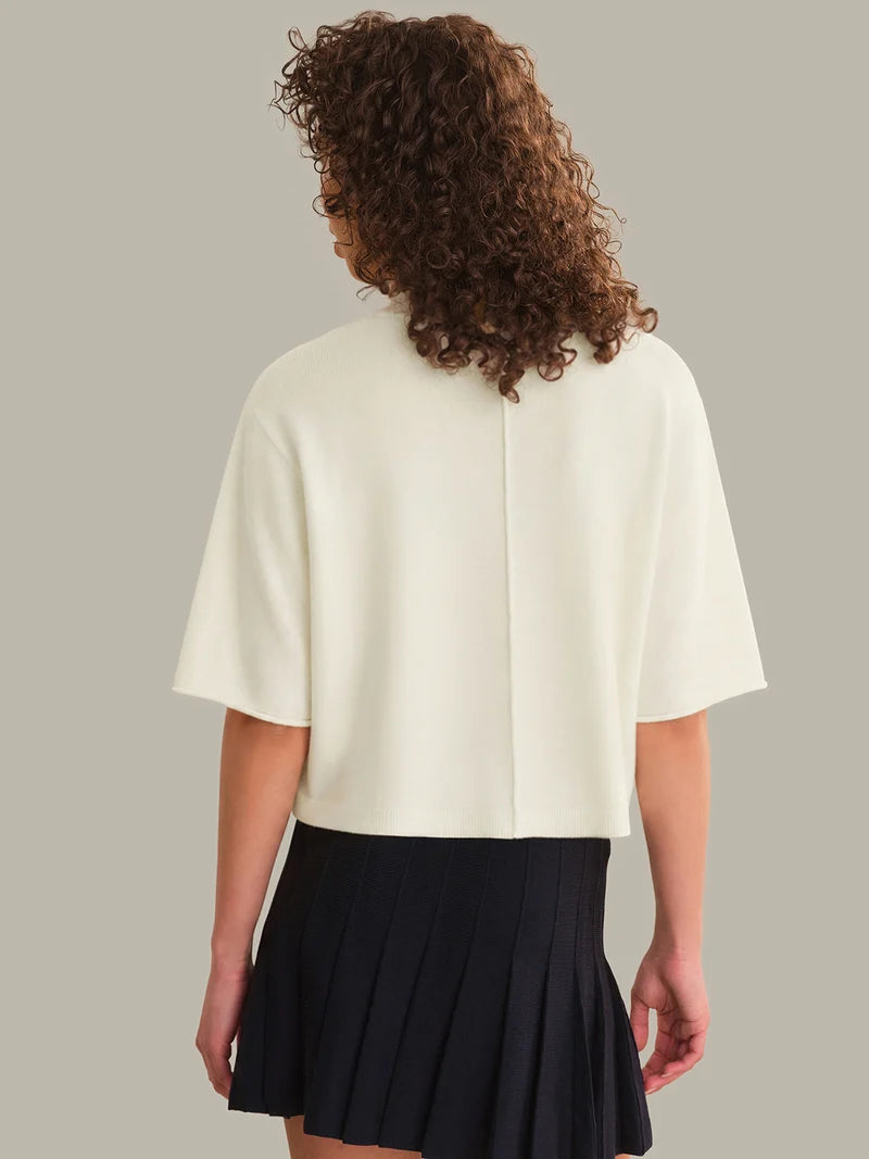 Colette Solid Crew Neck Boxy Tee