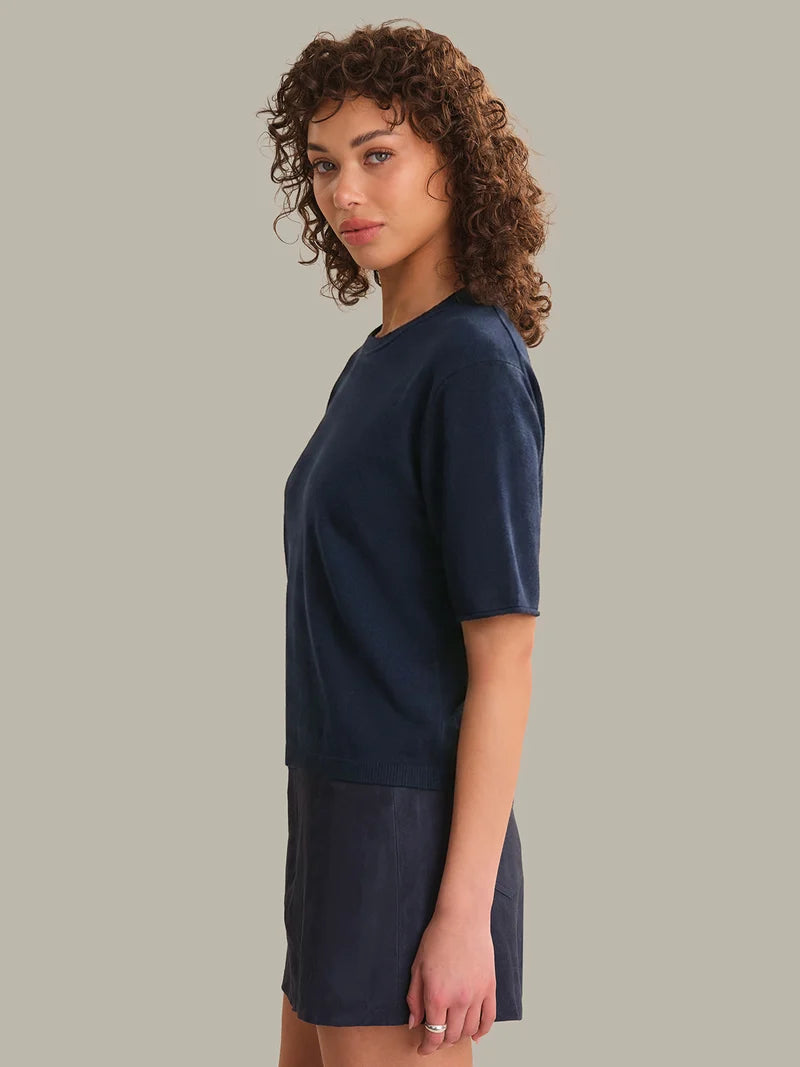 Colette Solid Crew Neck Boxy Tee