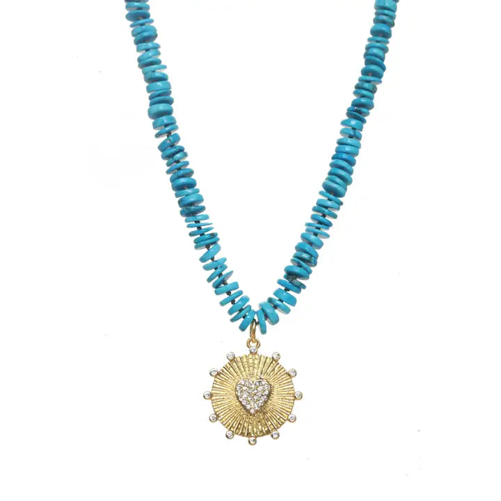 Turquoise Heishi Pendant Necklace