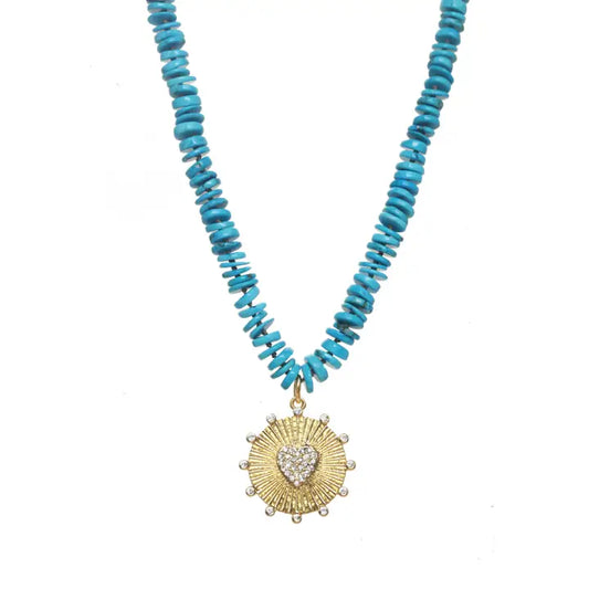 Turquoise Heishi Pendant Necklace