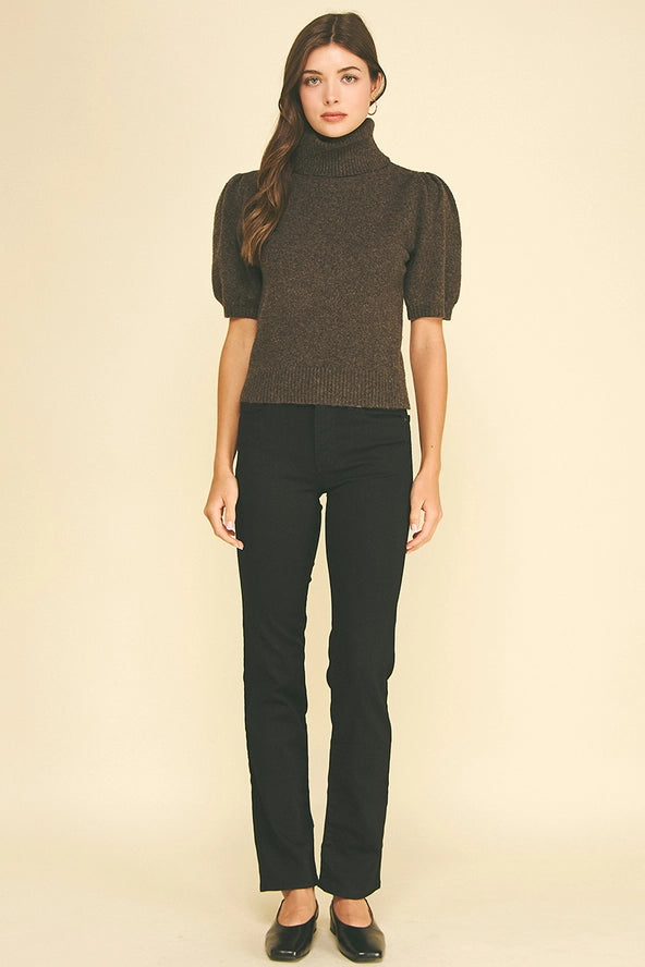 Turtle Neck Puff Sleeve Sweater