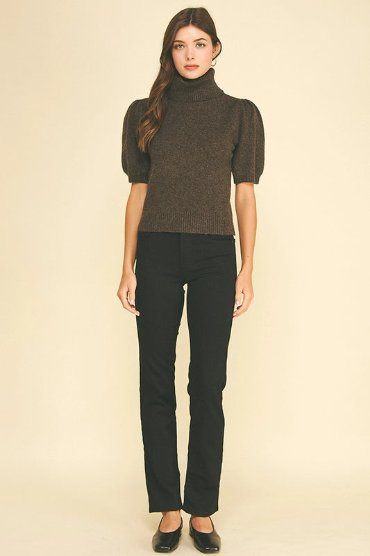 Turtle Neck Puff Sleeve Sweater