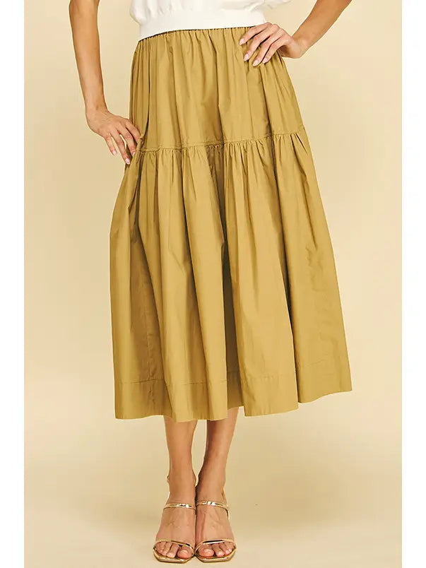 Poplin Tiered Midi Skirt