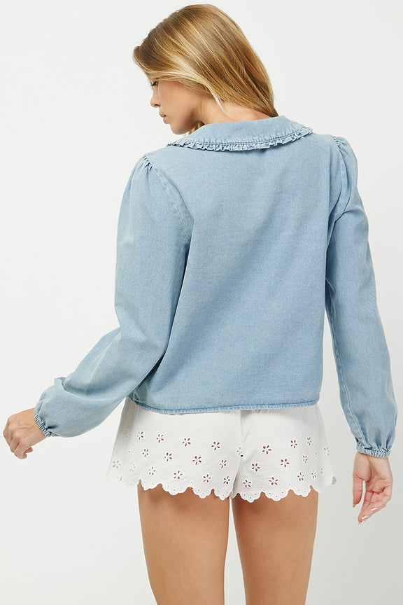 Ruffled Collar Button Down