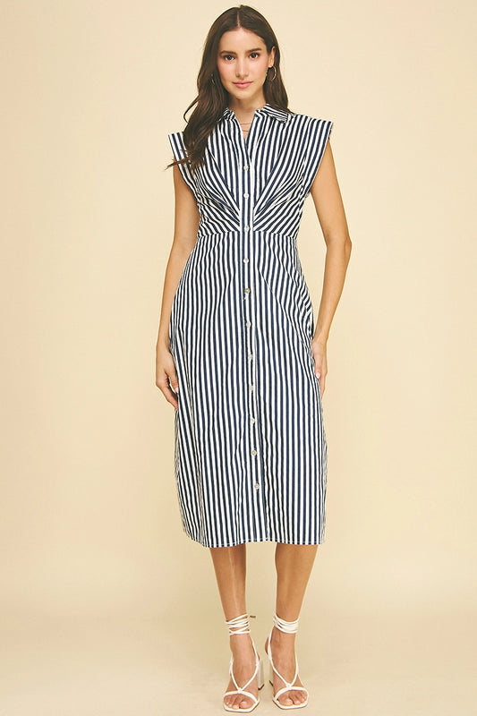 Striped Button Down Maxi Dress