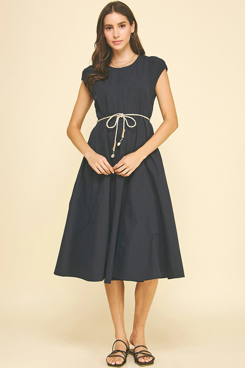 Midi Dress w/Rope Belt