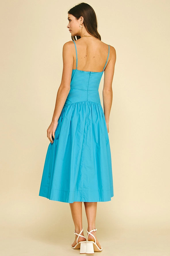 Square Neck A-Line Midi Dress