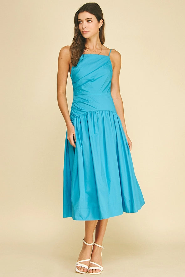 Square Neck A-Line Midi Dress