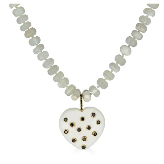 White Agate Heart Pendant Necklace