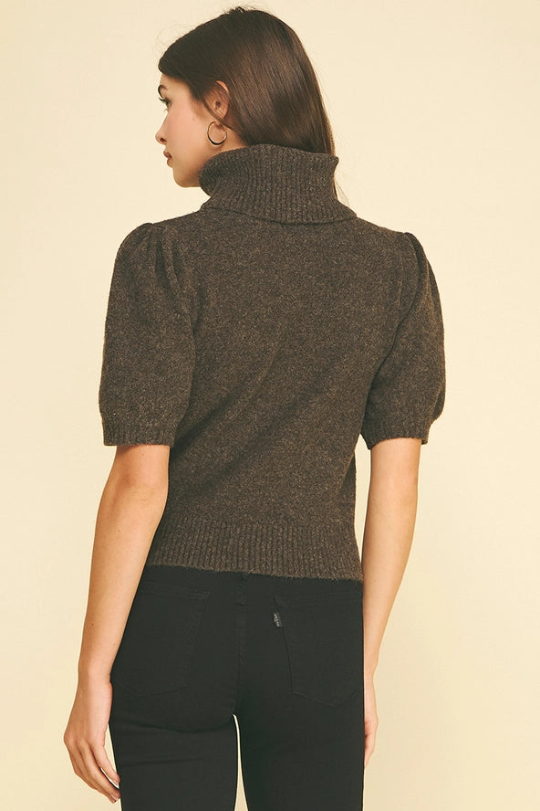 Turtle Neck Puff Sleeve Sweater