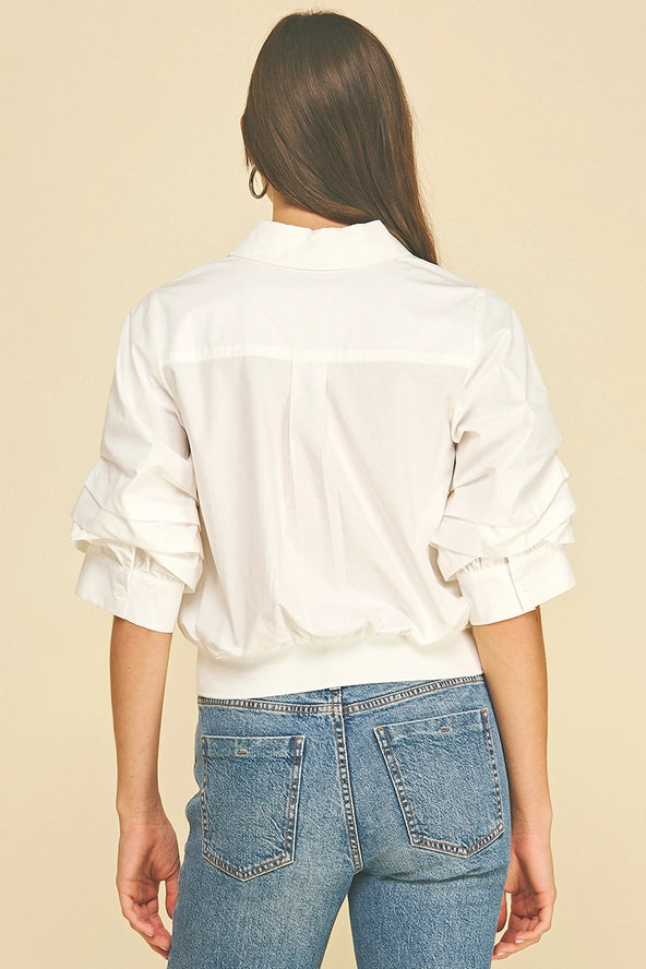 Cropped Shirt with Banded Hem