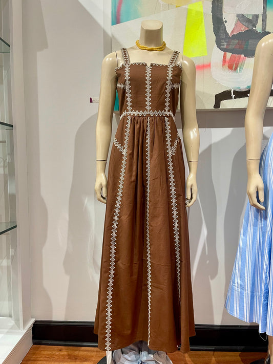 Contrast Stitching Maxi Dress