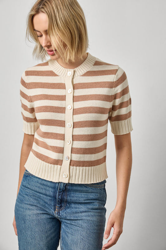 Striped Elbow Sleeve Cardigan