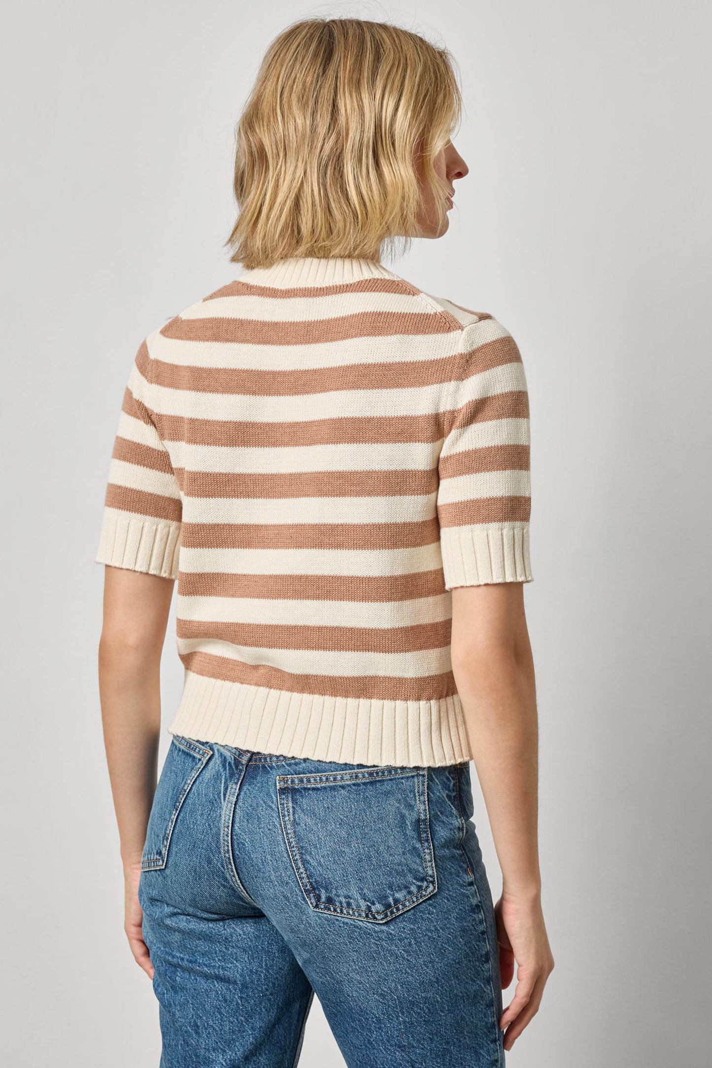 Striped Elbow Sleeve Cardigan
