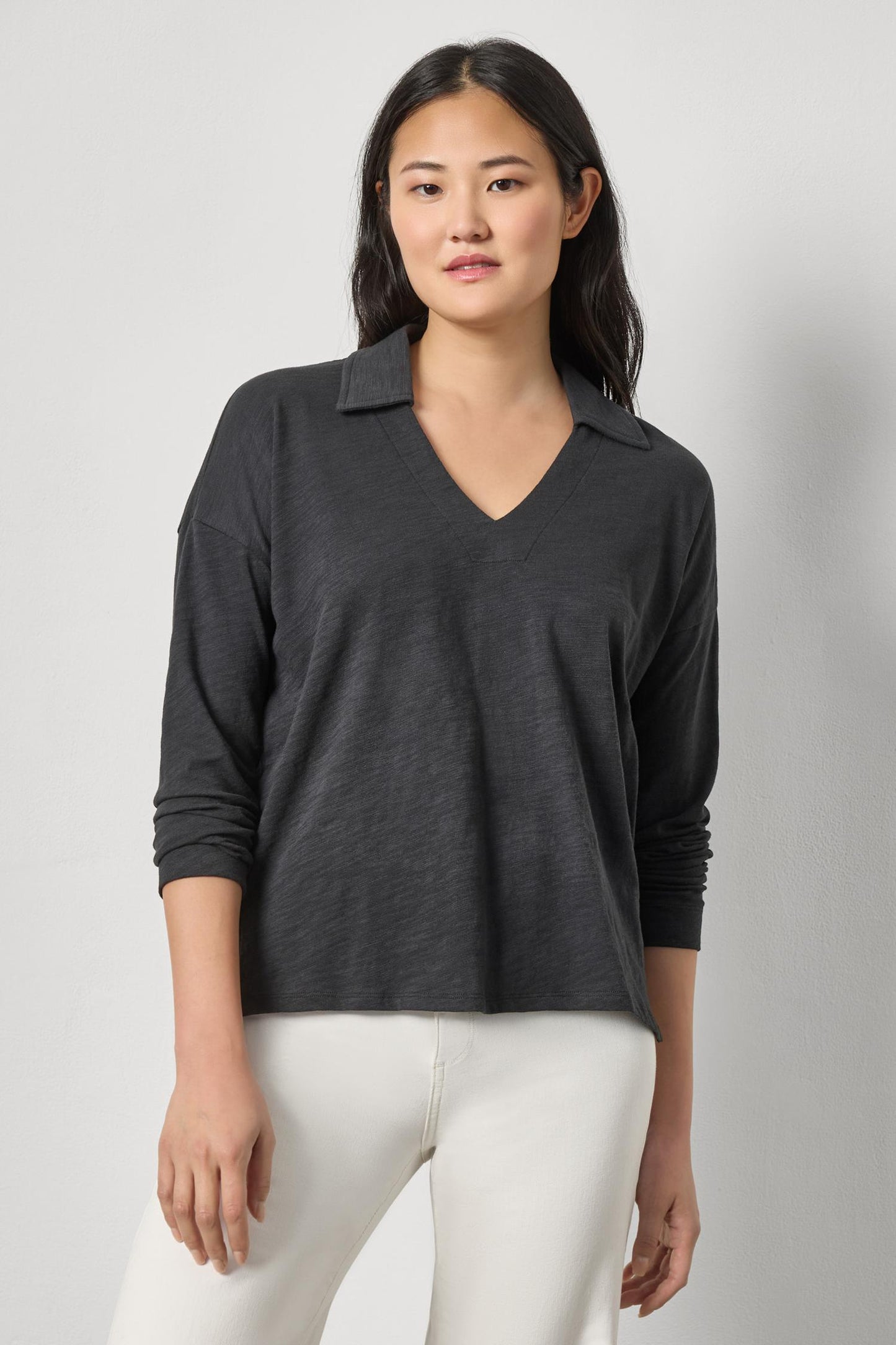 Collar Split Neck Tee
