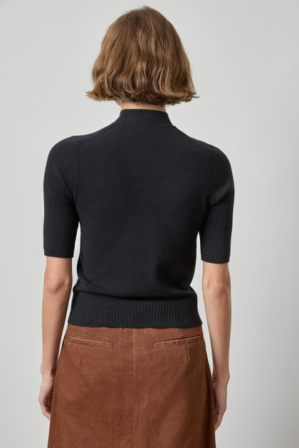 Mock Neck Short Sleeve Sweater