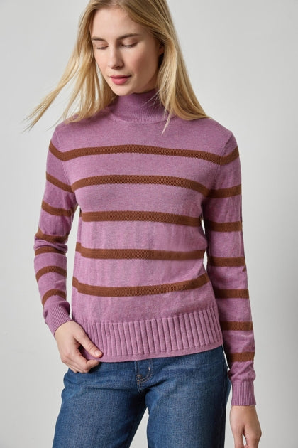 Textured Stripe Turtleneck Sweater