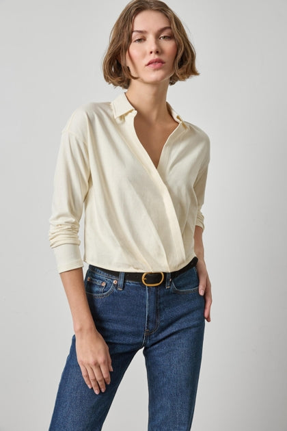 Faux Wrapped Collared Top