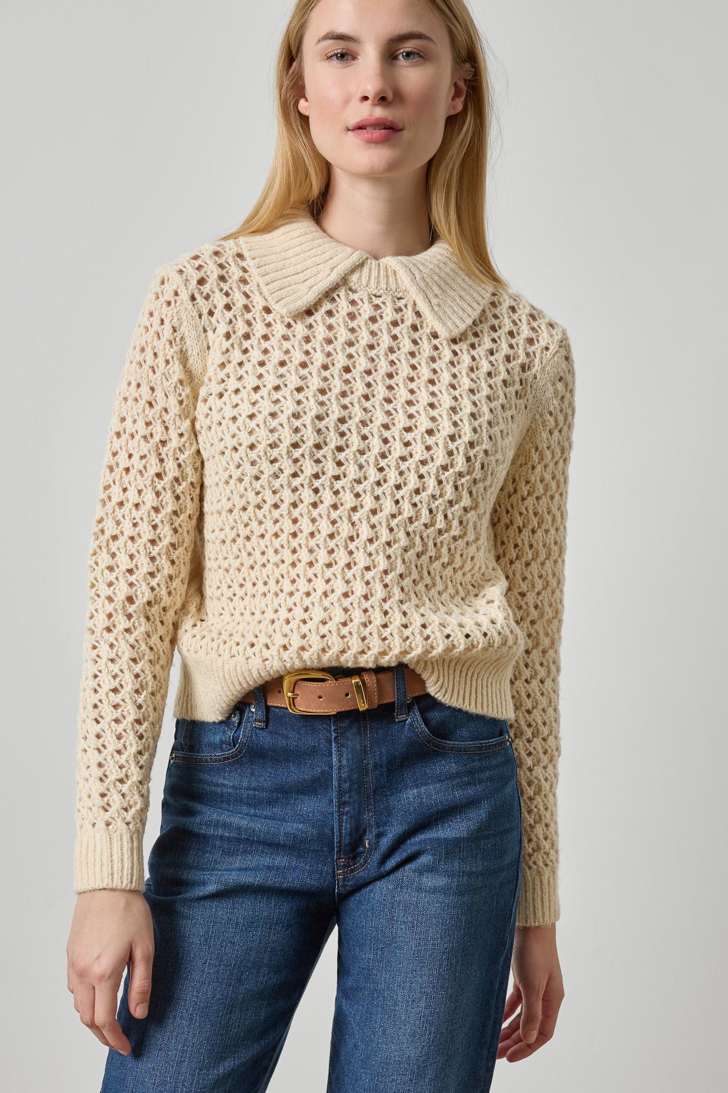 Textured Polo Sweater