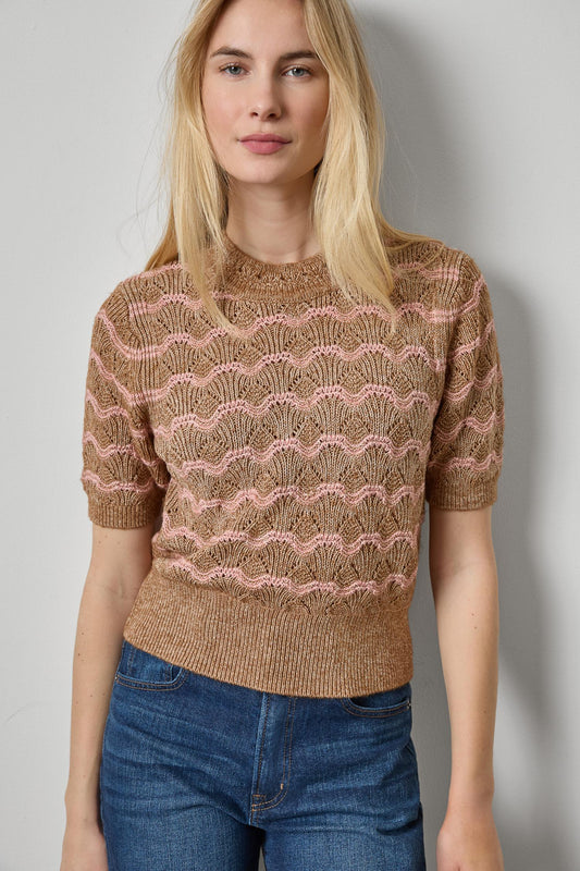 Short Sleeve Multistitch Sweater