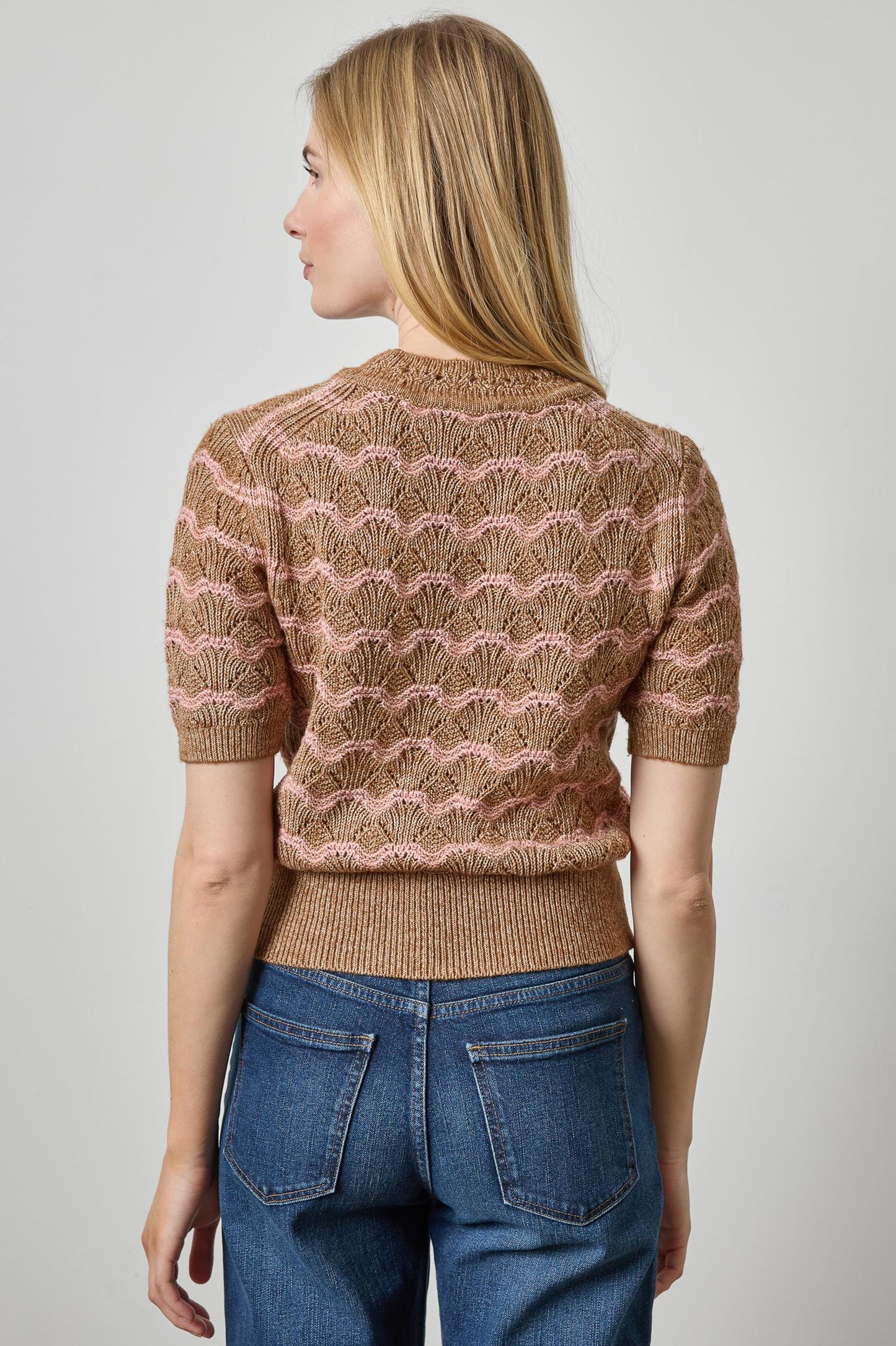 Short Sleeve Multistitch Sweater