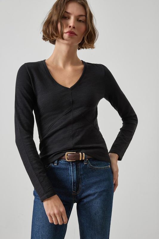 Vintage Long Sleeve Seamed V-Neck