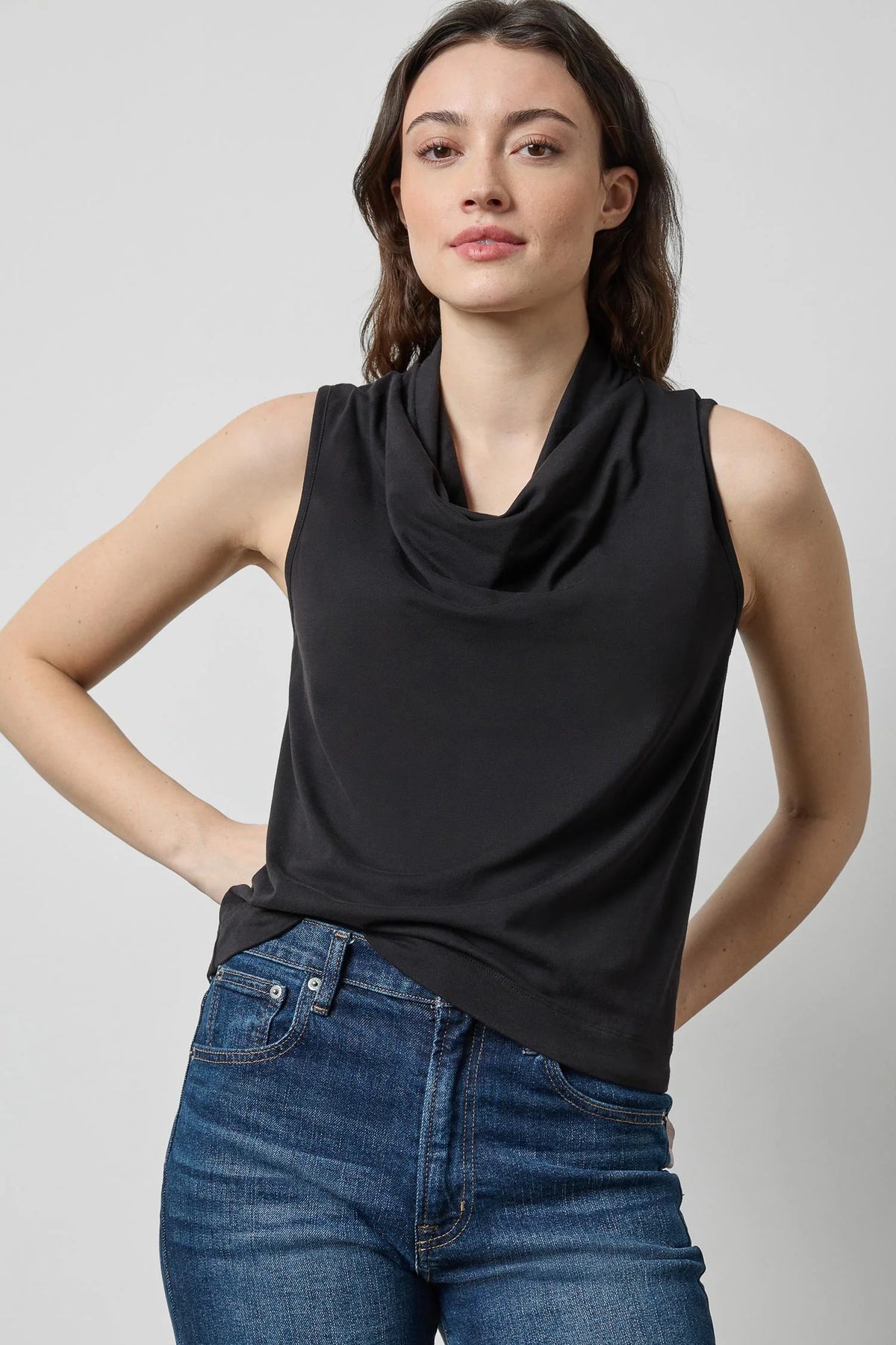 Drape Neck Sleeveless Top