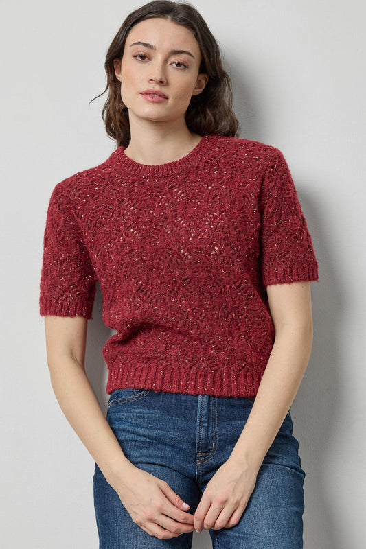 Short Sleeve Tinsel Sweater