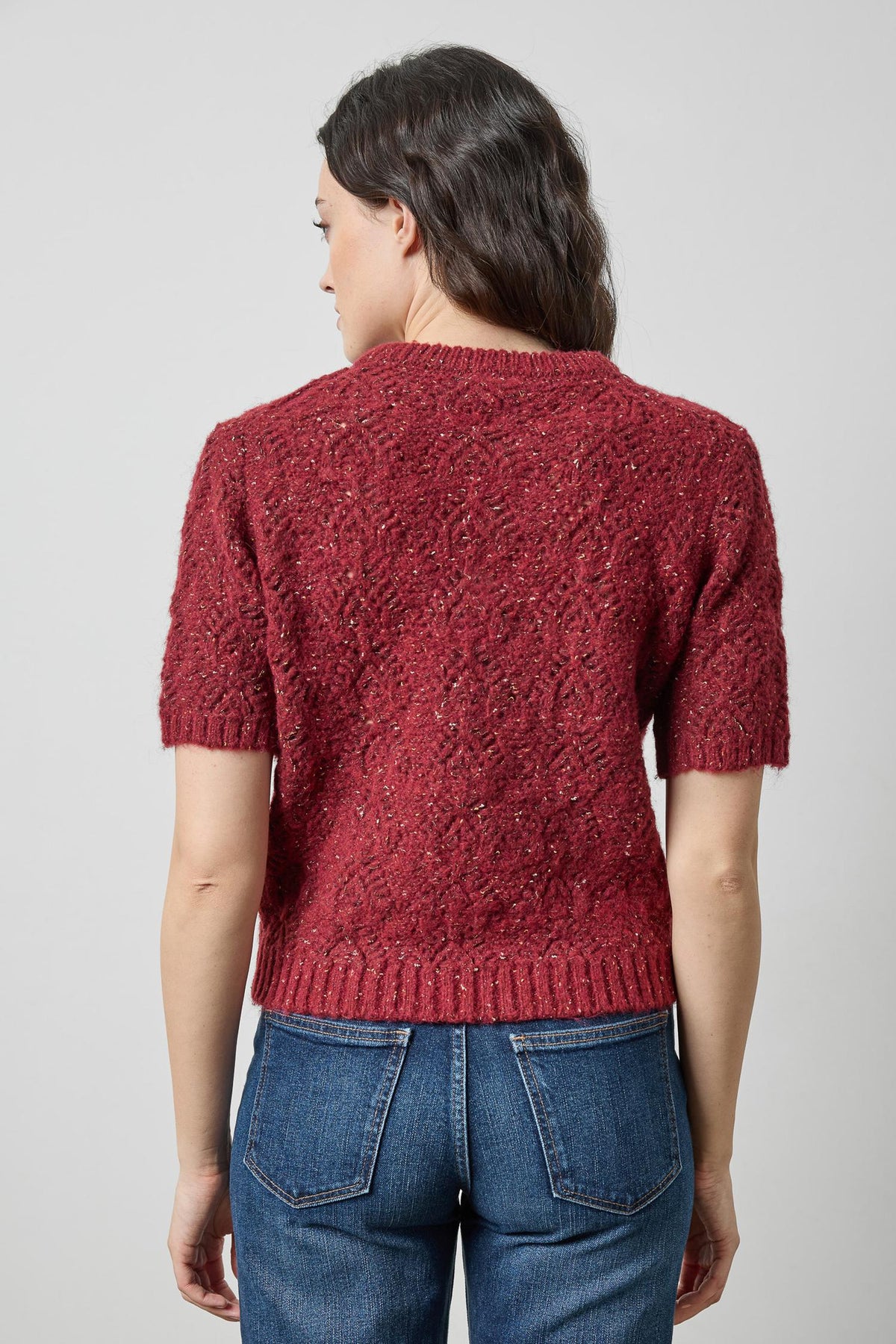 Short Sleeve Tinsel Sweater
