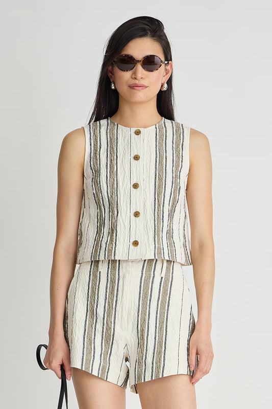 Stripe Godet Tank