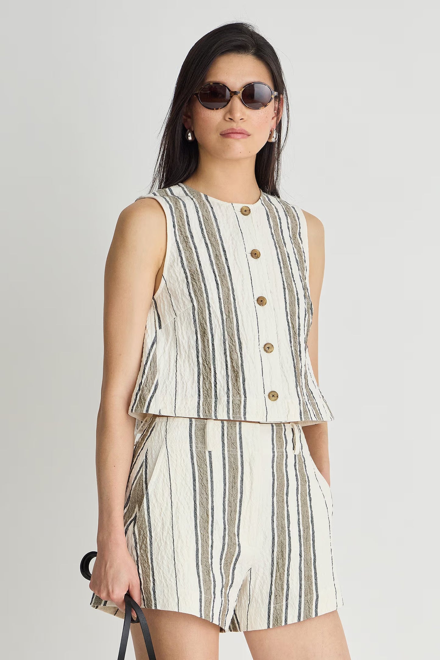 Stripe Godet Tank
