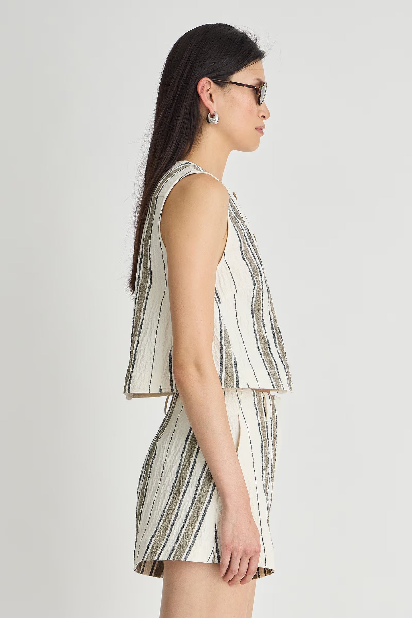 Stripe Godet Tank