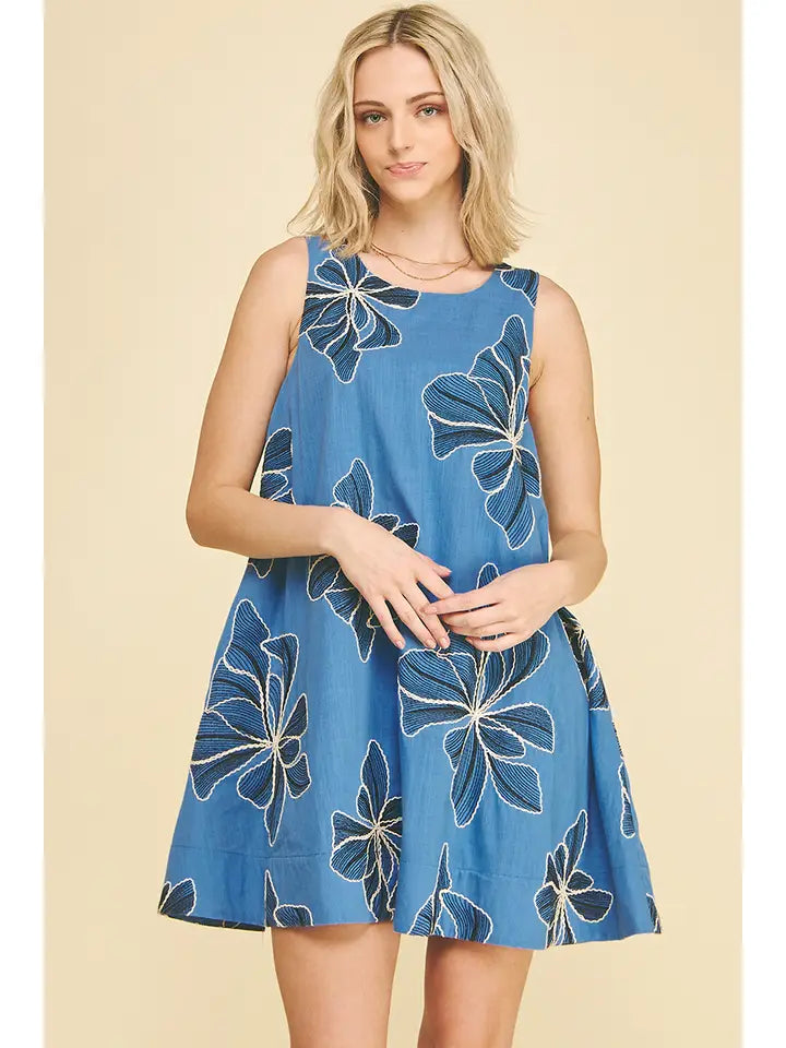 Floral Embroidered A-Line Mini Dress
