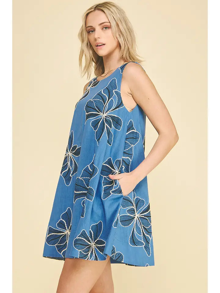 Floral Embroidered A-Line Mini Dress