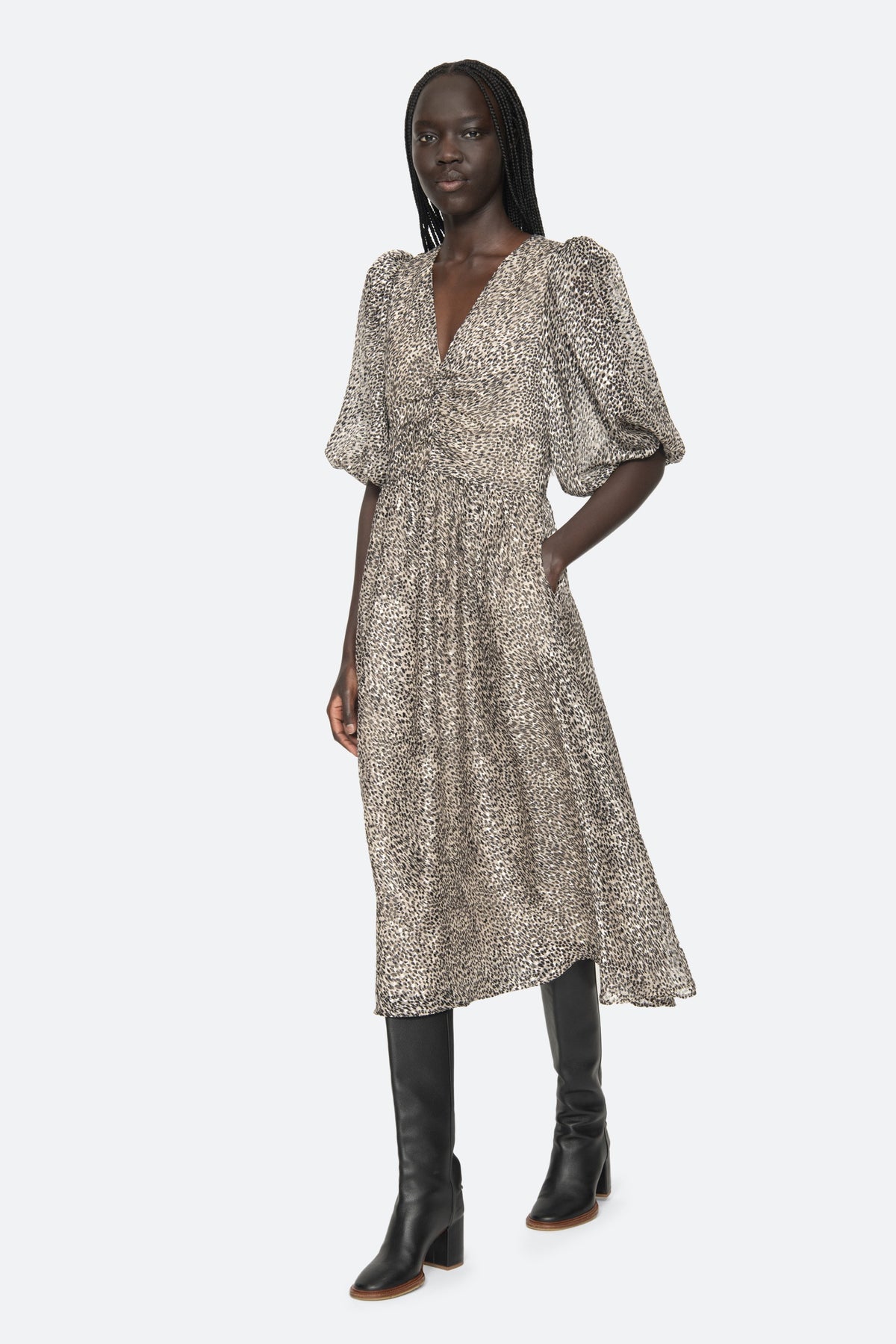 Charlize Print Ruched Dress