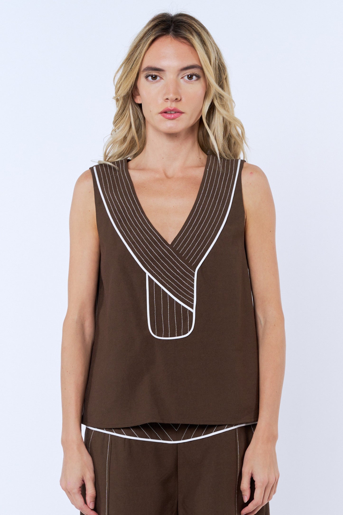 Topstitched Tank Top