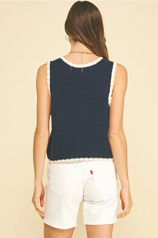 Crochet Trim Knit Tank