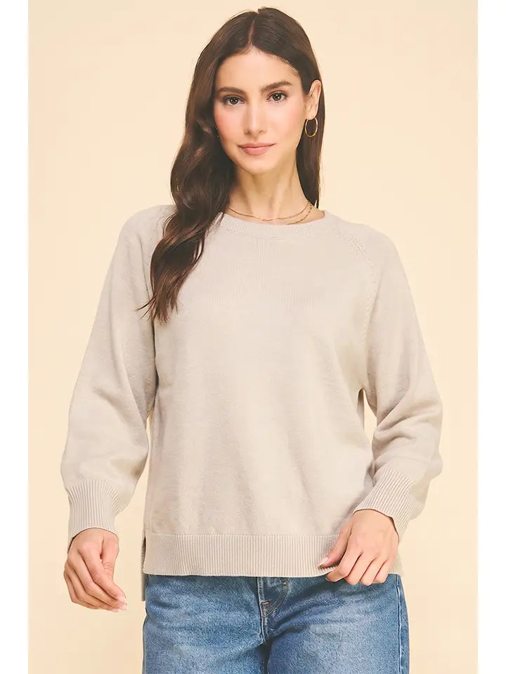 Raglang Sleeve Crewneck Sweater